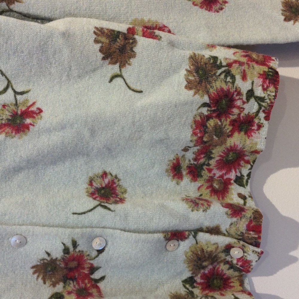 Monsoon Lambswool Angora Floral Crop Sweater Knit Cardigan Size 6 - Picture 3 of 6